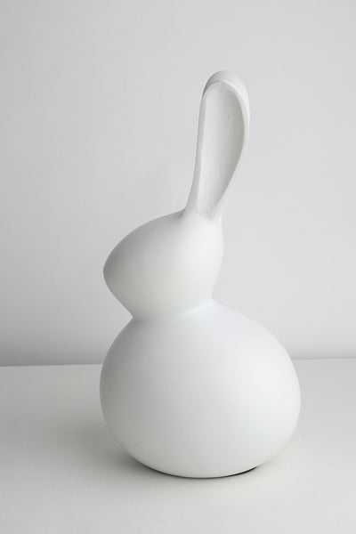 Abstract Hare Whimsical Sculpture | Playful Terracotta/Black Hare Art