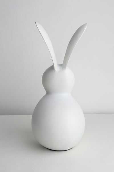 Abstract Hare Whimsical Sculpture | Playful Terracotta/Black Hare Art