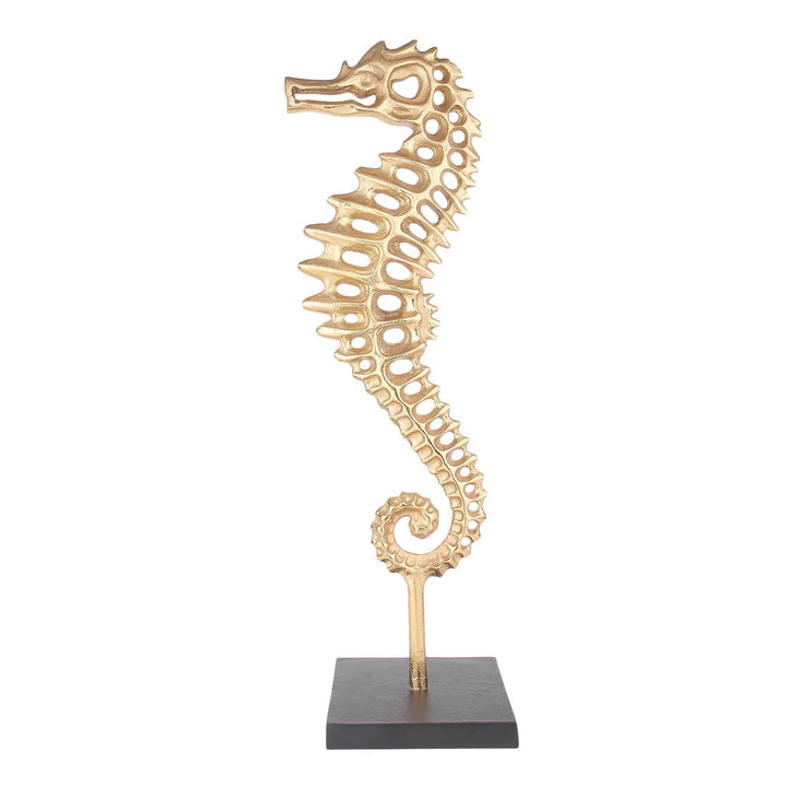 Regal Seahorse Oceanic Sculpture | Gold/Black Coastal Elegance Decor