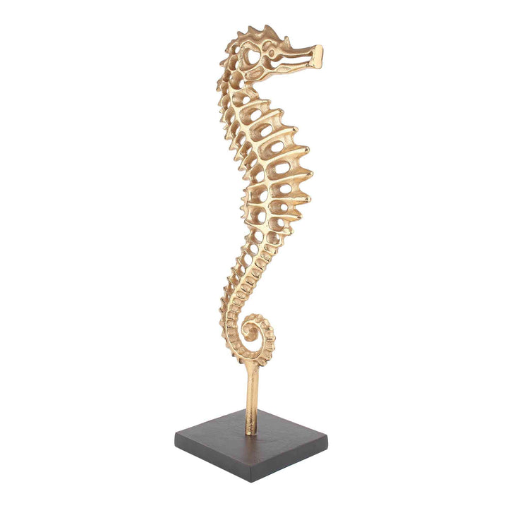 Regal Seahorse Oceanic Sculpture | Gold/Black Coastal Elegance Decor