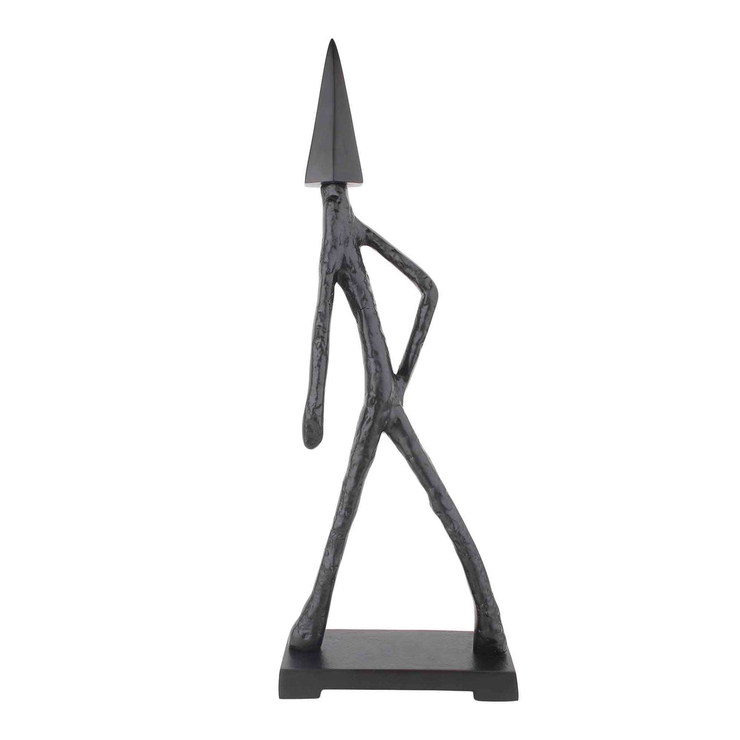 Arrowed Being Mystic Sculpture | Bold Black/Gold Art for Eclectic Decor