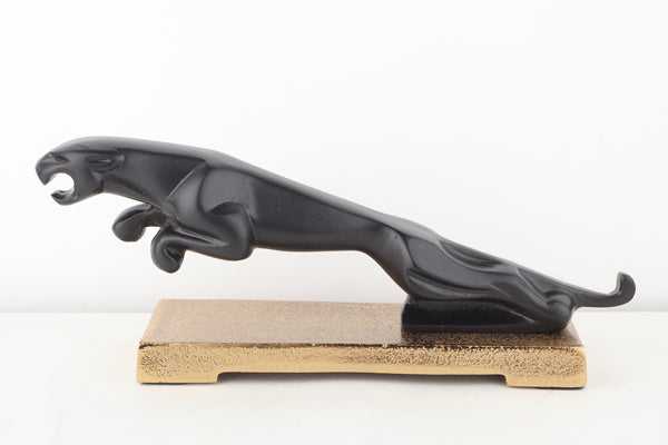 Panther’s Leap Wild Elegance | Sleek Black Sculpture for Bold Decor