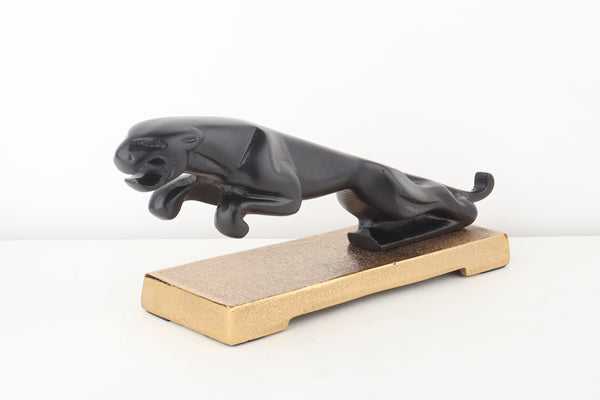 Panther’s Leap Wild Elegance | Sleek Black Sculpture for Bold Decor