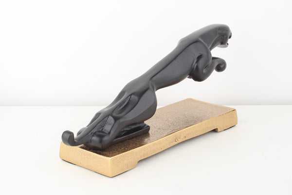 Panther’s Leap Wild Elegance | Sleek Black Sculpture for Bold Decor
