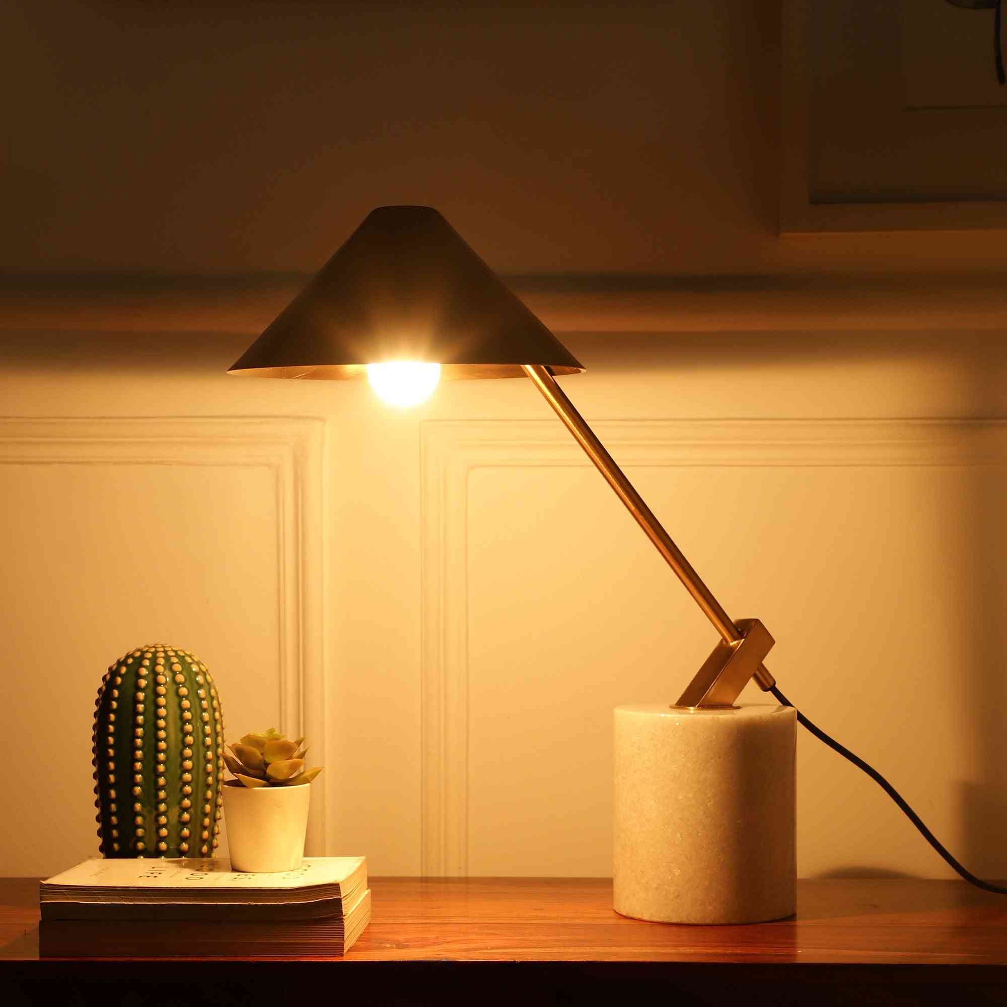 Marble Metal Slant Radiance | Luxurious Table Lamp for Elegant Rooms