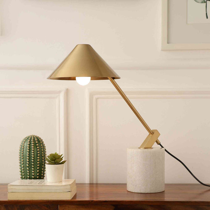 Marble Metal Slant Radiance | Luxurious Table Lamp for Elegant Rooms