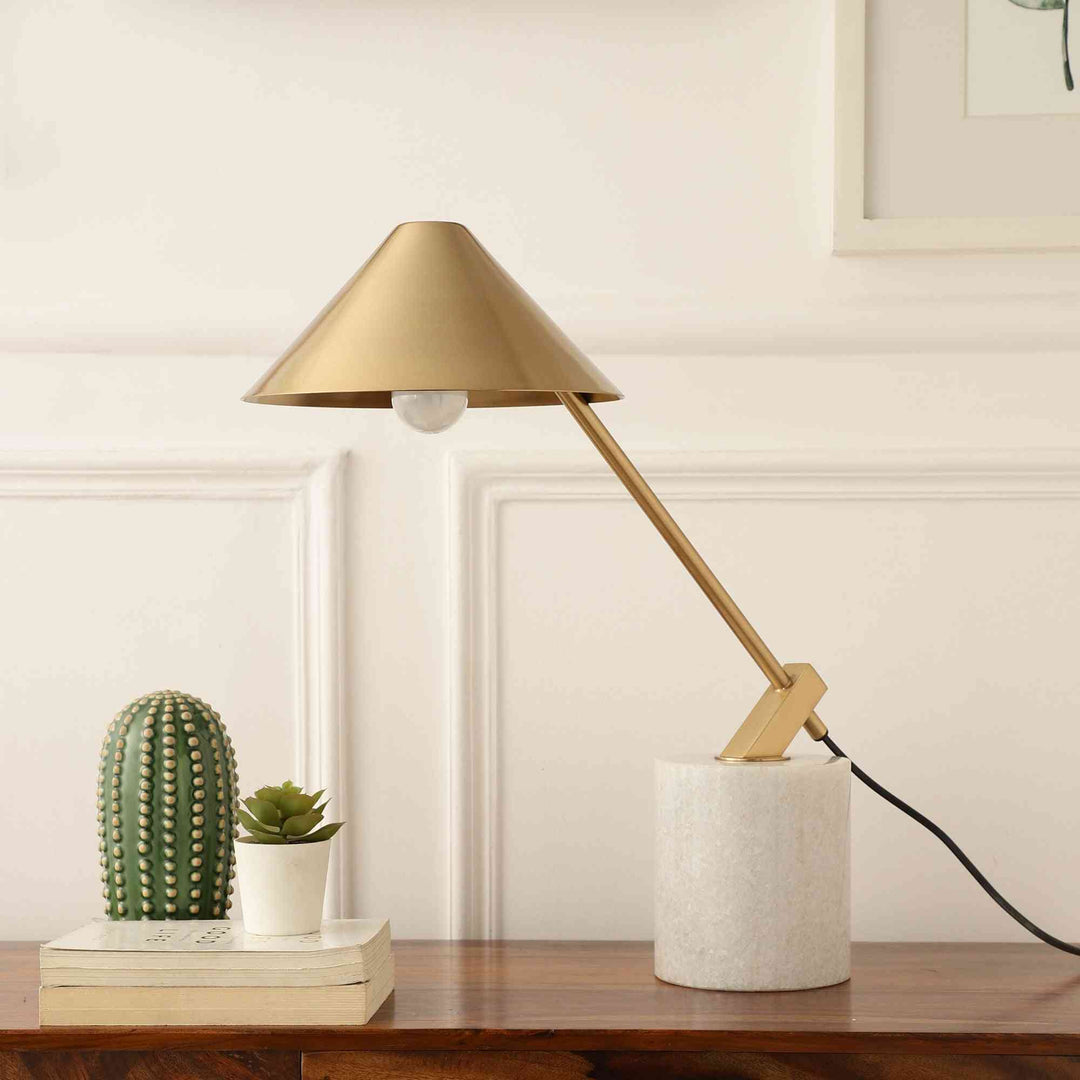 Marble Metal Slant Radiance | Luxurious Table Lamp for Elegant Rooms