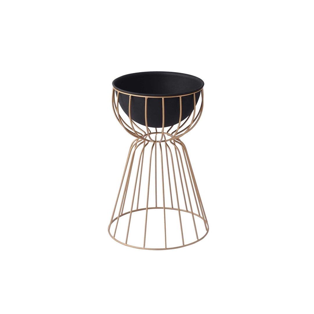 Twin Bloom Black/Gold Planters | Elegant Metal for Modern Plant Displays