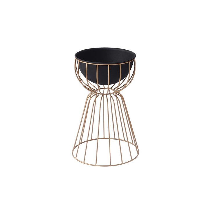 Twin Bloom Black/Gold Planters | Elegant Metal for Modern Plant Displays