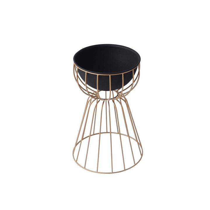 Twin Bloom Black/Gold Planters | Elegant Metal for Modern Plant Displays