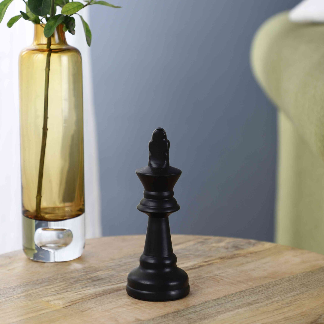 Chess Knight Black/Silver Figurine | Strategic Decor for Game Lovers