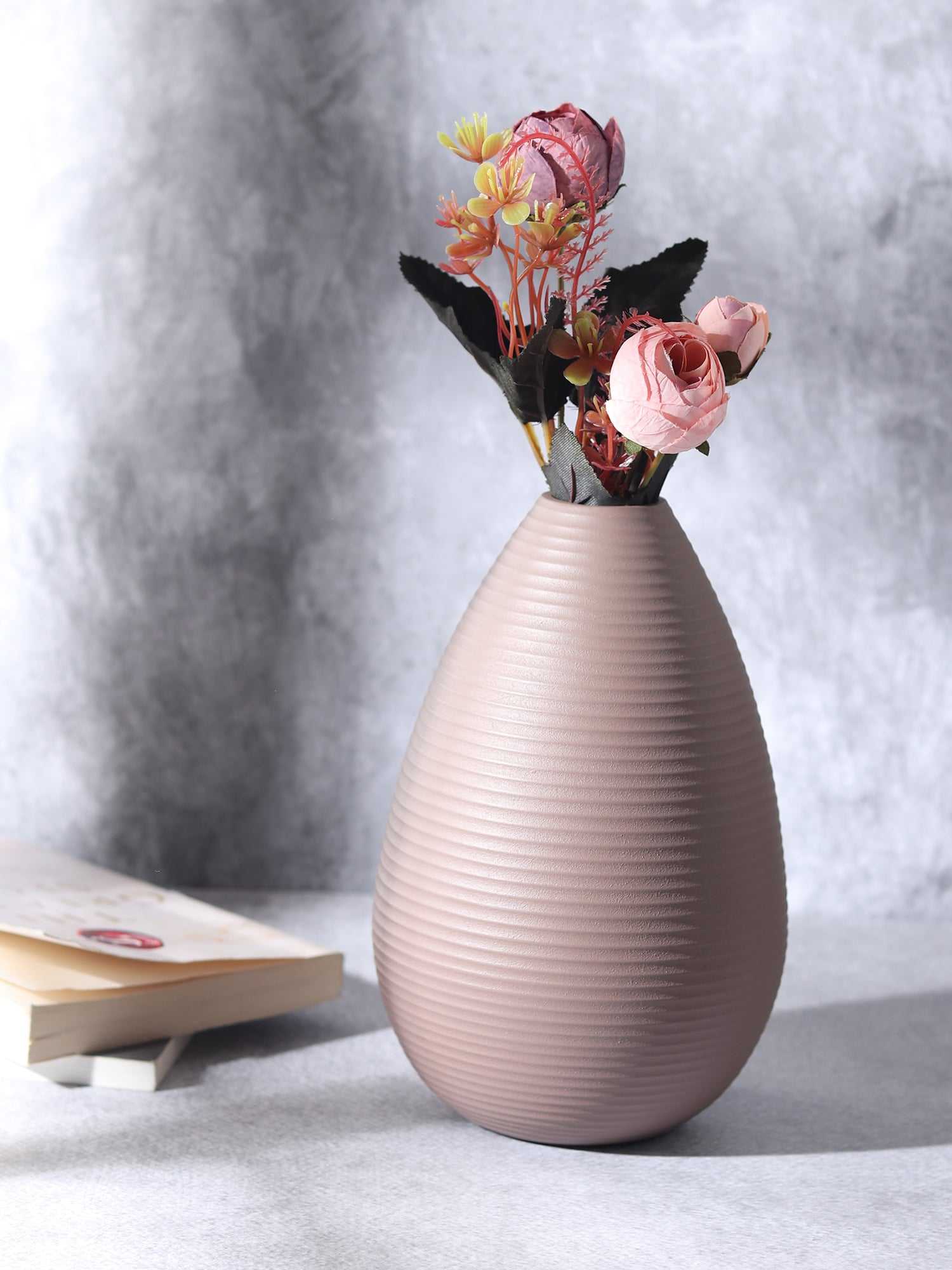 Klova Blush Pink Ceramic Vase | Delicate Pink Vase for Romantic Decor