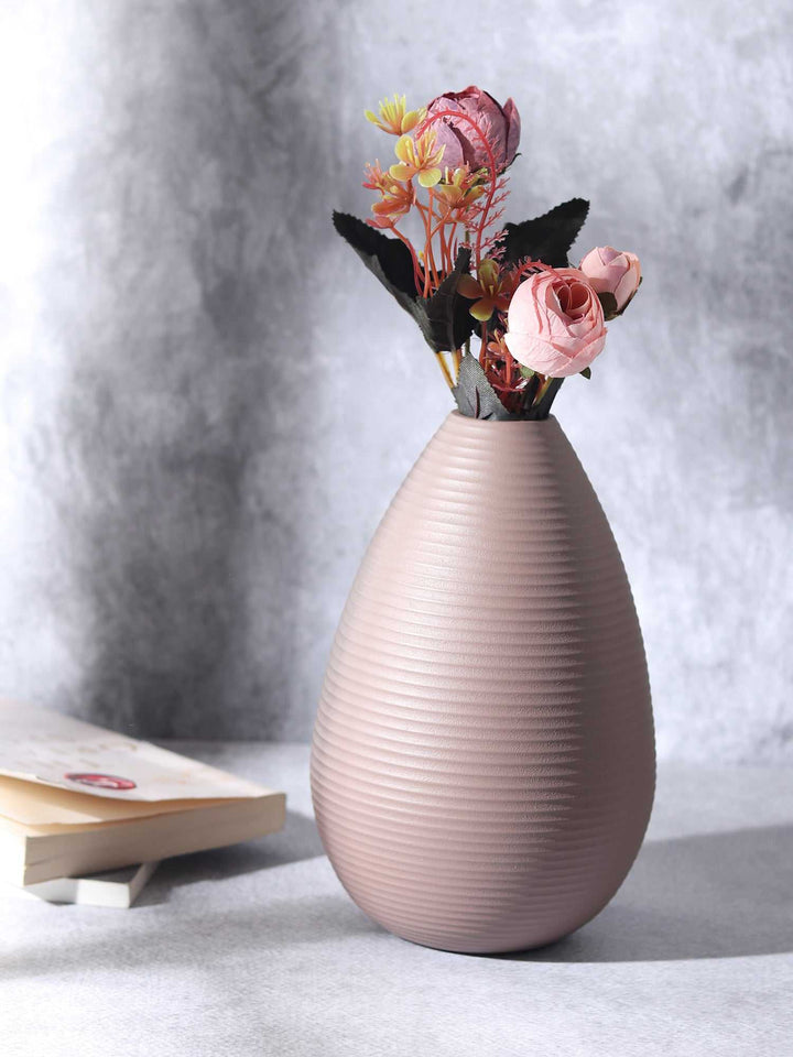 Klova Blush Pink Ceramic Vase | Delicate Pink Vase for Romantic Decor