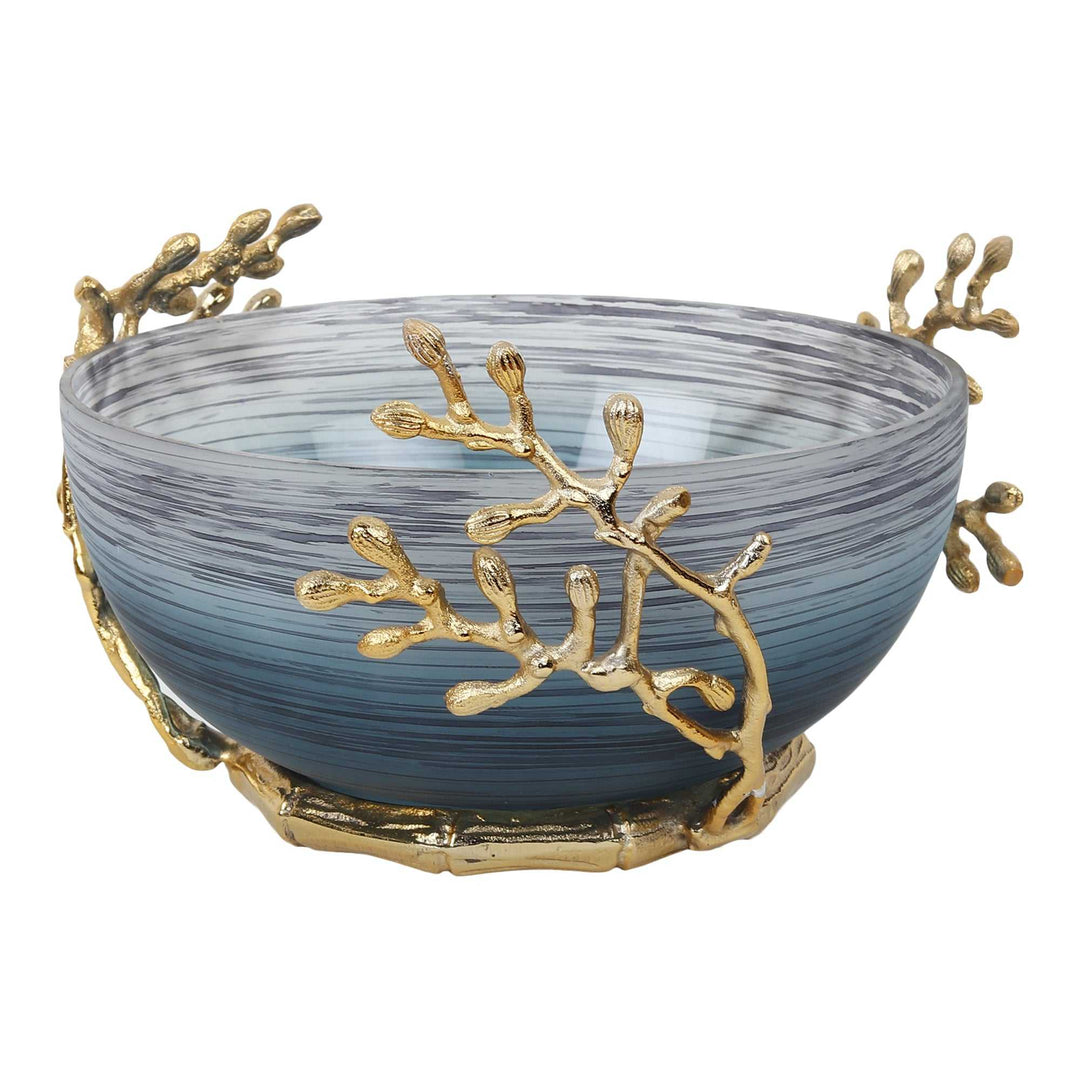 Vincent Artisanal Glass Vessel | Intricate Metalwork Bowl for Decor