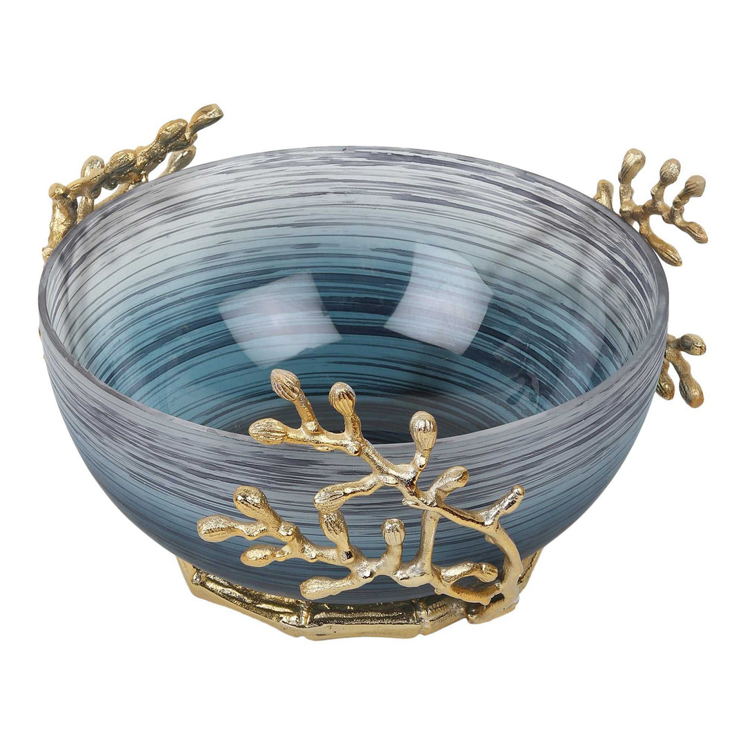 Vincent Artisanal Glass Vessel | Intricate Metalwork Bowl for Decor