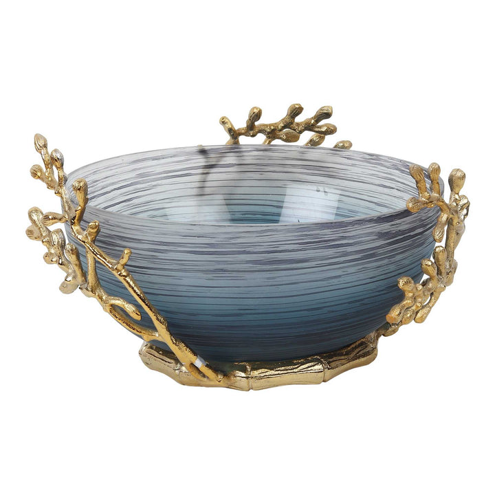 Vincent Artisanal Glass Vessel | Intricate Metalwork Bowl for Decor