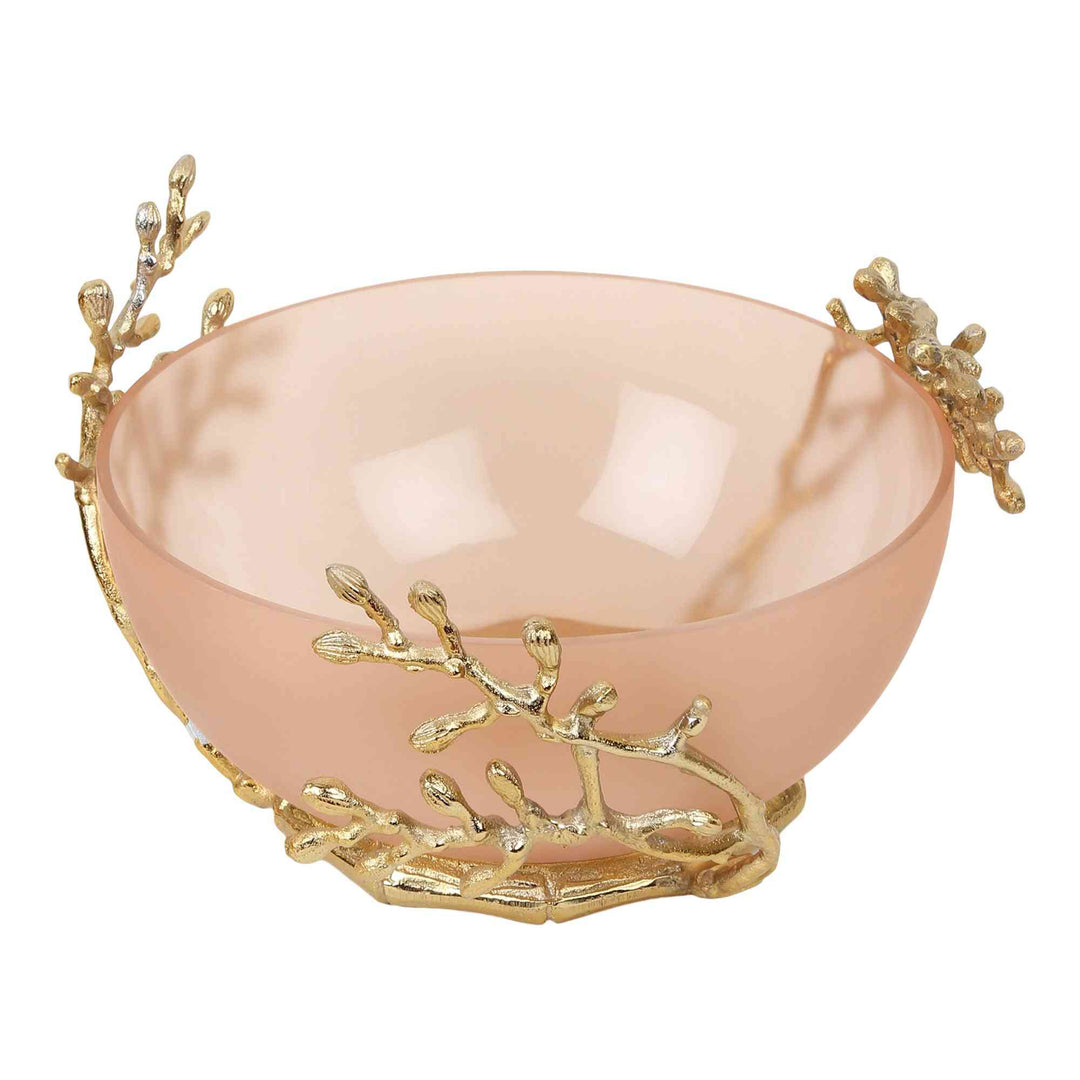 Vincent Artisanal Glass Bowl | Intricate Metalwork for Elegant Decor