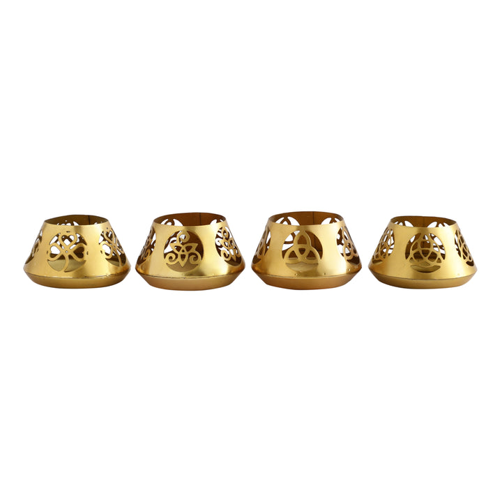 Sharingan Roshni: Gold & Black T-Light Holder for Mystical Aura