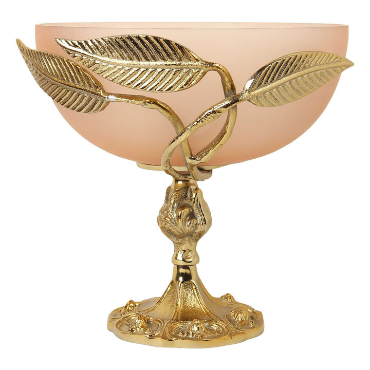 Verdant Elegance Glass Bloom Bowl | Leaf-Accented Centerpiece for Tables