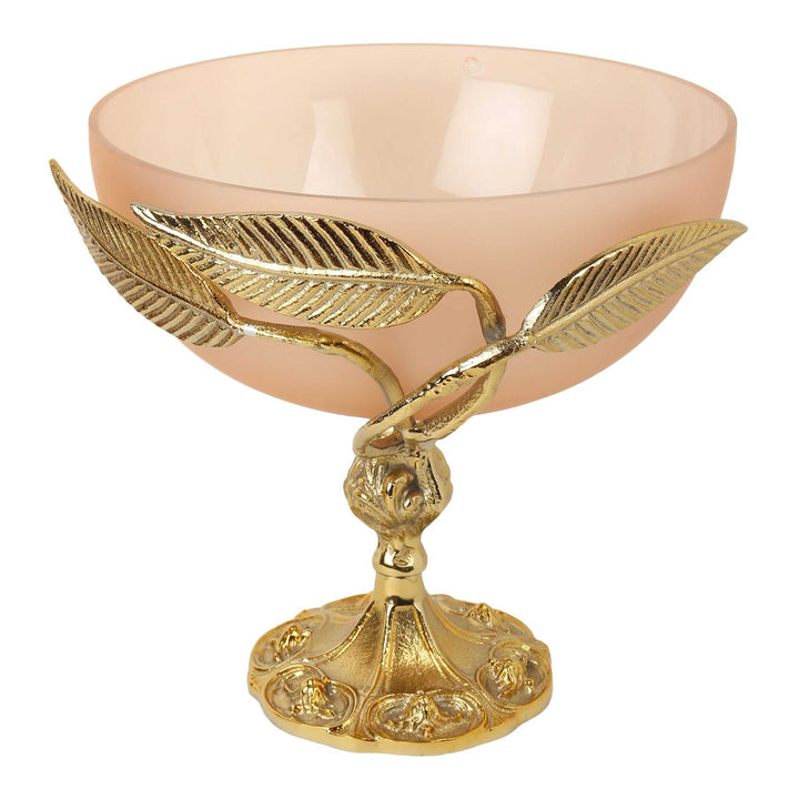 Verdant Elegance Glass Bloom Bowl | Leaf-Accented Centerpiece for Tables