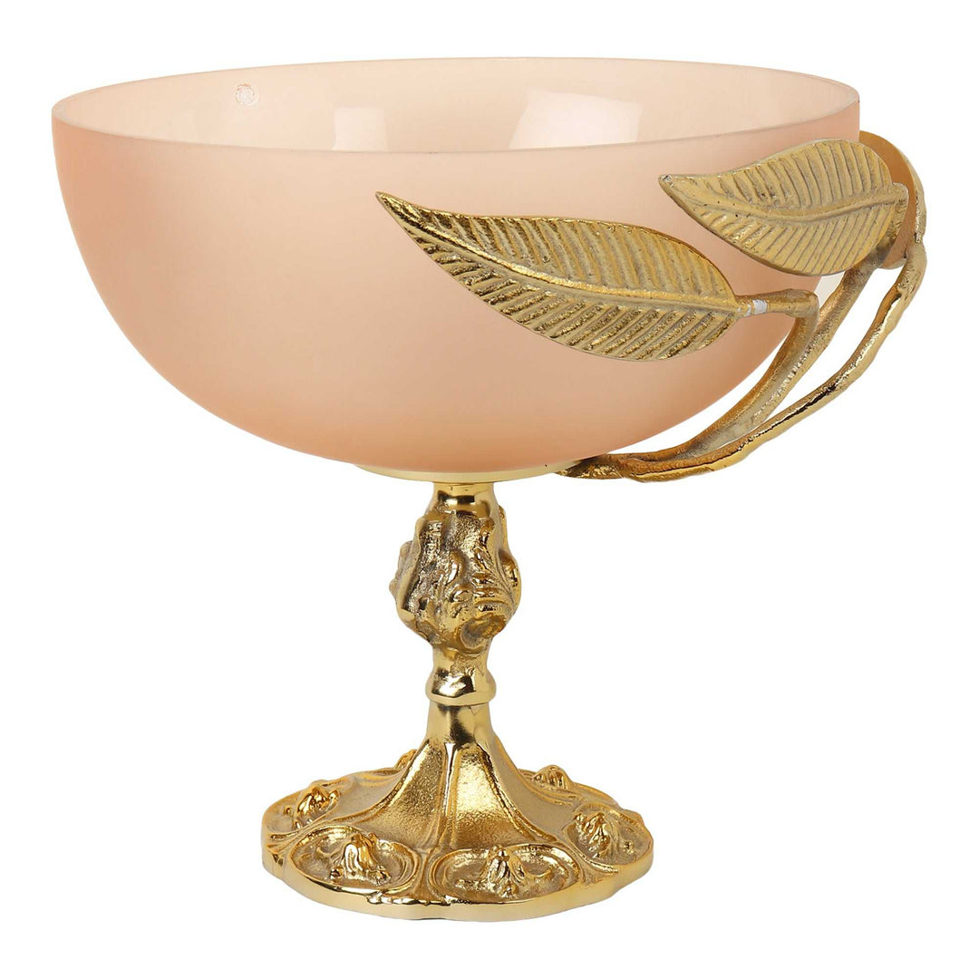 Verdant Elegance Glass Bloom Bowl | Leaf-Accented Centerpiece for Tables