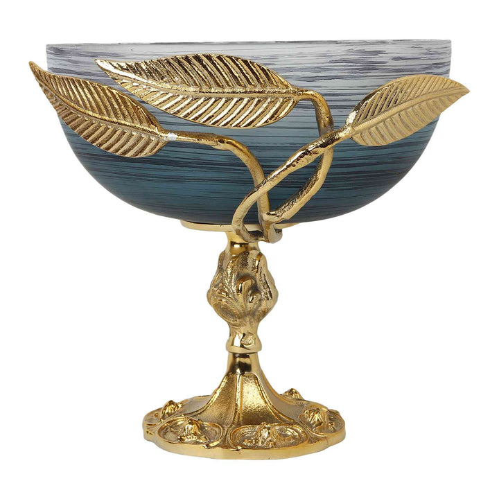 Verdant Elegance Leaf Glass Bowl | Luxe Pedestal Centerpiece for Dining