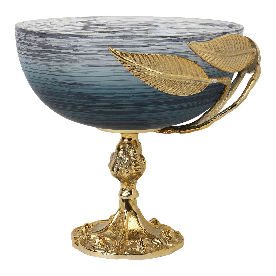 Verdant Elegance Leaf Glass Bowl | Luxe Pedestal Centerpiece for Dining