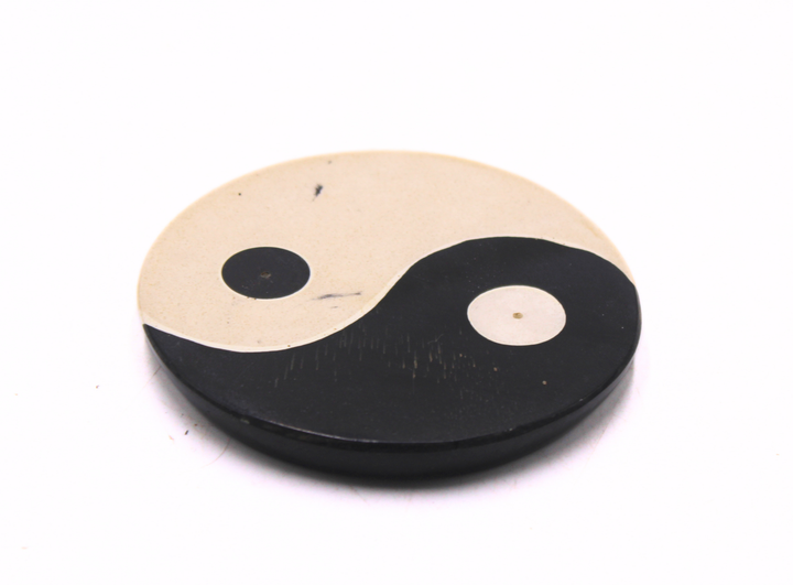 Black & White Soapstone Yin Yang Incense Plate Decorative Accent