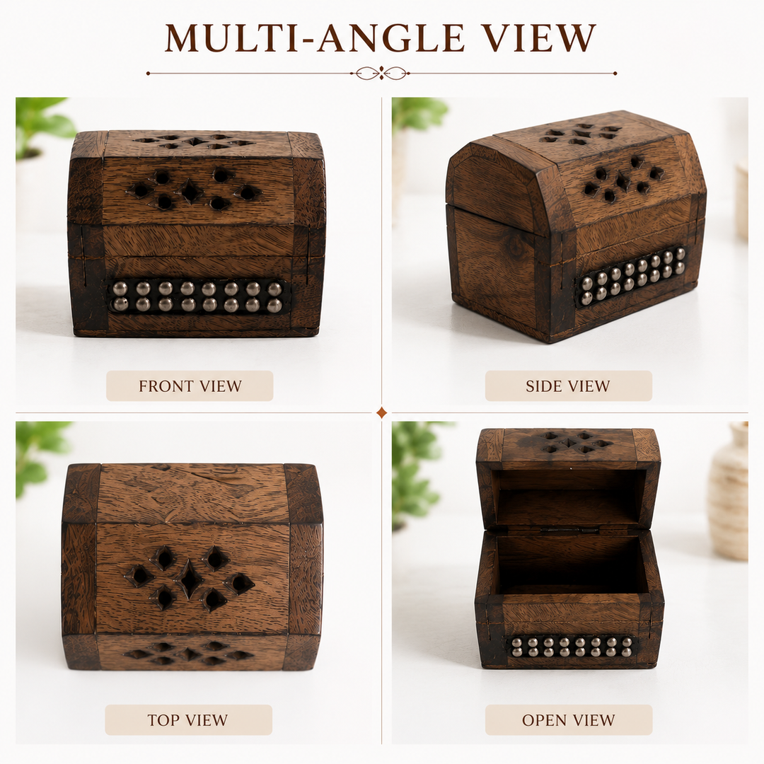 Wooden Incense Cone Burner Box for Pooja & Home