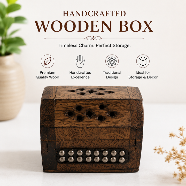 Wooden Incense Cone Burner Box for Pooja & Home