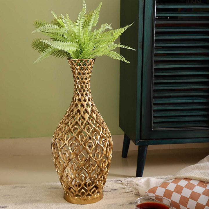 Cavendish Ornate Gold Vase | Intricate Metal Vase for Luxurious Decor