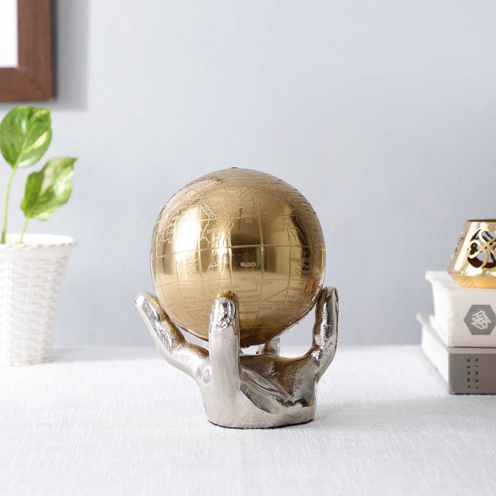 Celestial Grip Art Deco Globe | Intriguing Hand-Held World Sculpture