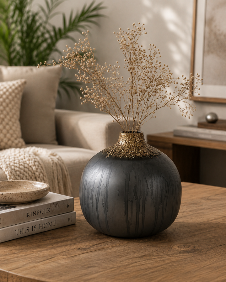 Glass Flower Vase, Black