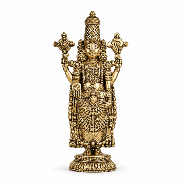 Brass Tirupati Balaji Standing Idol, 6.5 Inch
