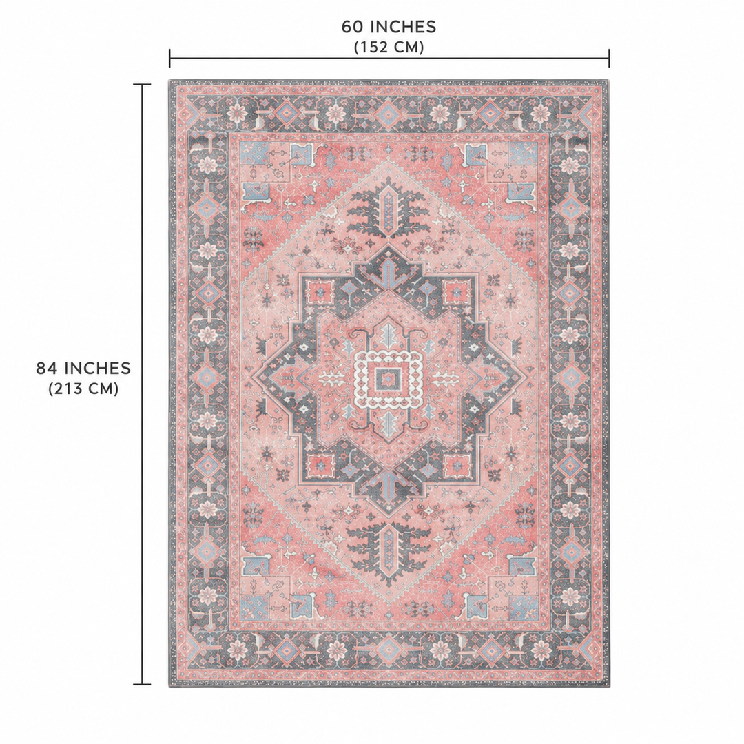 Expobazaar Washable Rust Charcoal Vintage Medallion  | Rug in a Box