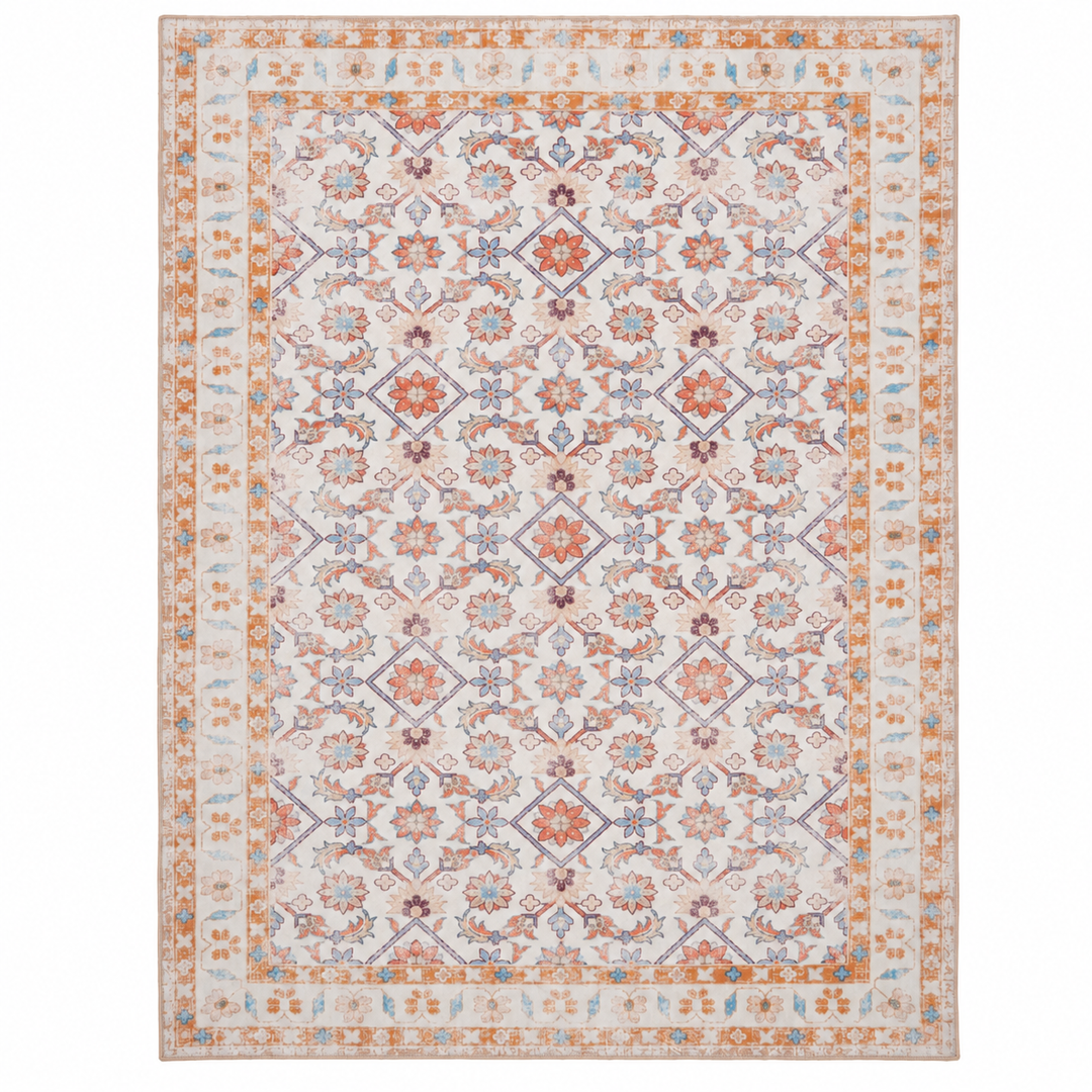 Expobazaar Washable Ivory Blossom Rug | Rug in a Box