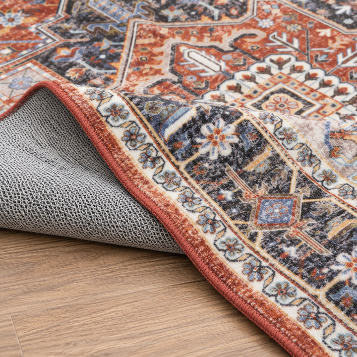 Expobazaar Washable Slate Medallion Rug | Rug in a Box