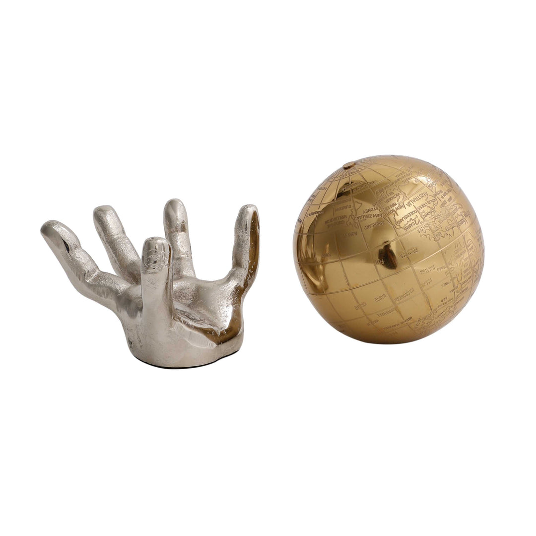 Celestial Grip Art Deco Globe | Intriguing Hand-Held World Sculpture