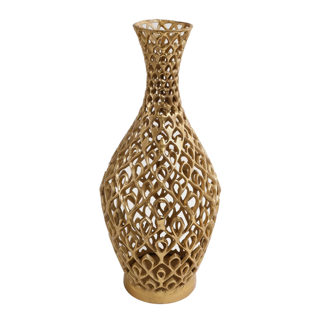 Cavendish Ornate Gold Vase | Intricate Metal Vase for Luxurious Decor