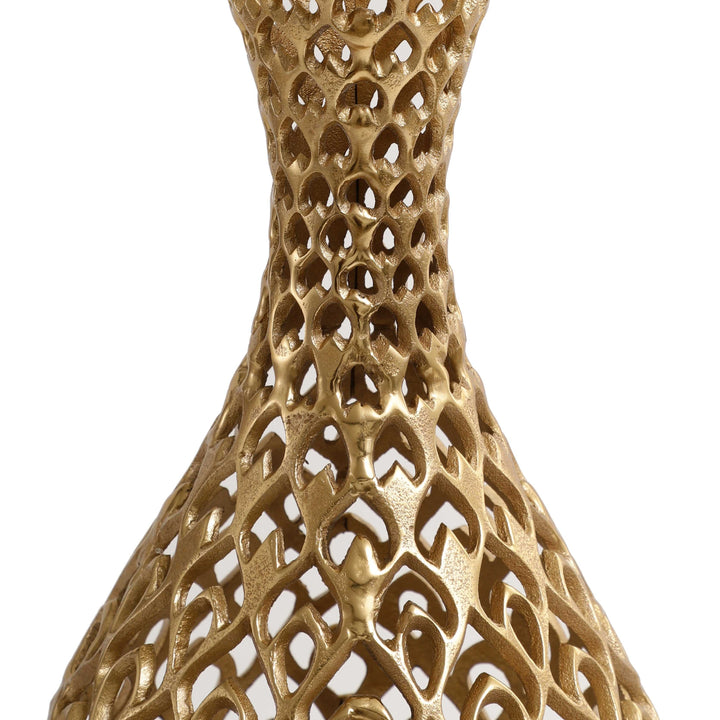 Cavendish Ornate Gold Vase | Intricate Metal Vase for Luxurious Decor