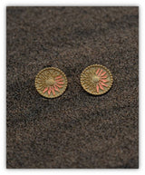 Gold-Tone Sunshine Bloom Studs | Enamel Sunflower Motif Jewelry