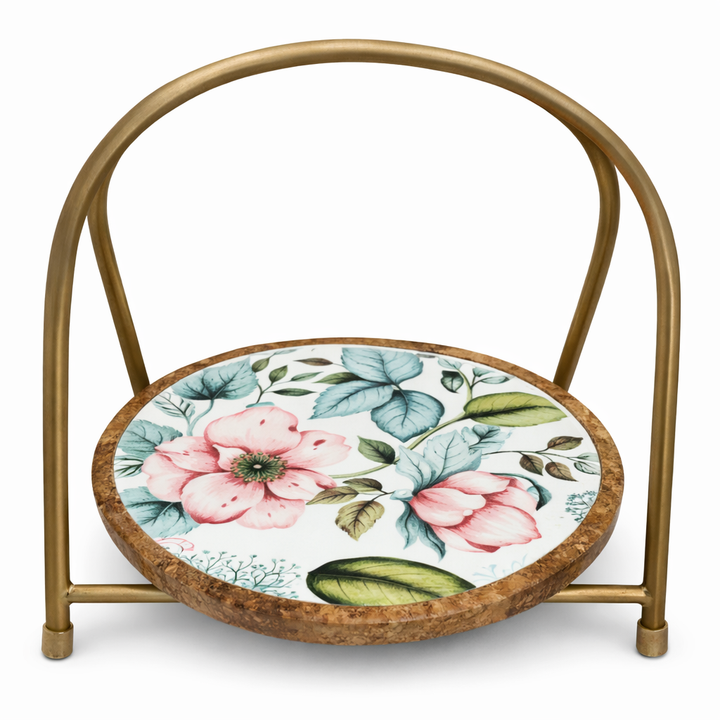 Elegant Floral Design Multipurpose Iron Stand 9 Inch