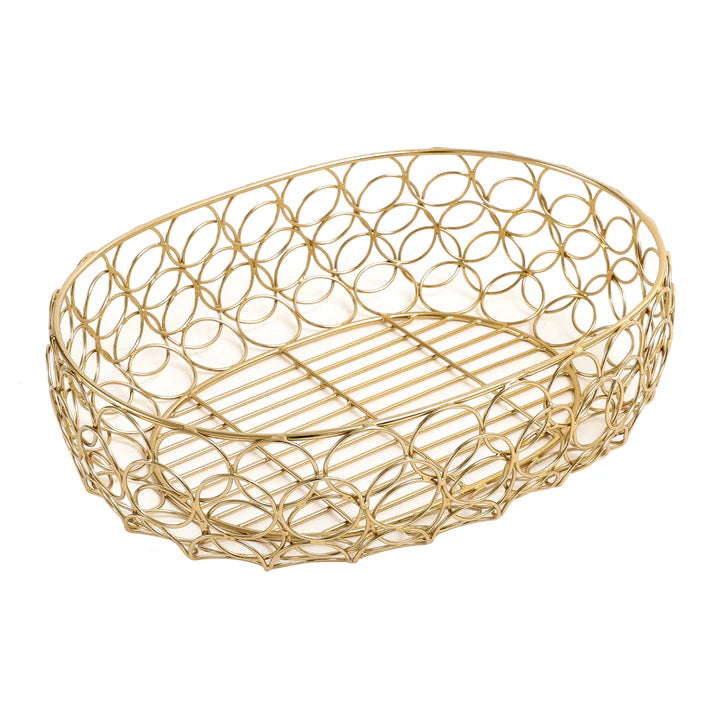 Meza Gold Metal Wired Basket – Perfect for Organizing & Styling