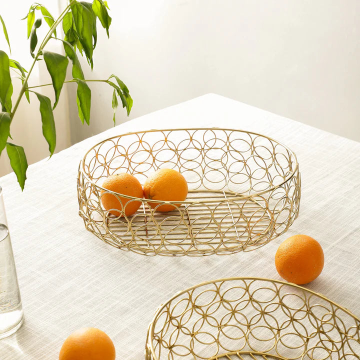 Meza Gold Metal Wired Basket – Perfect for Organizing & Styling