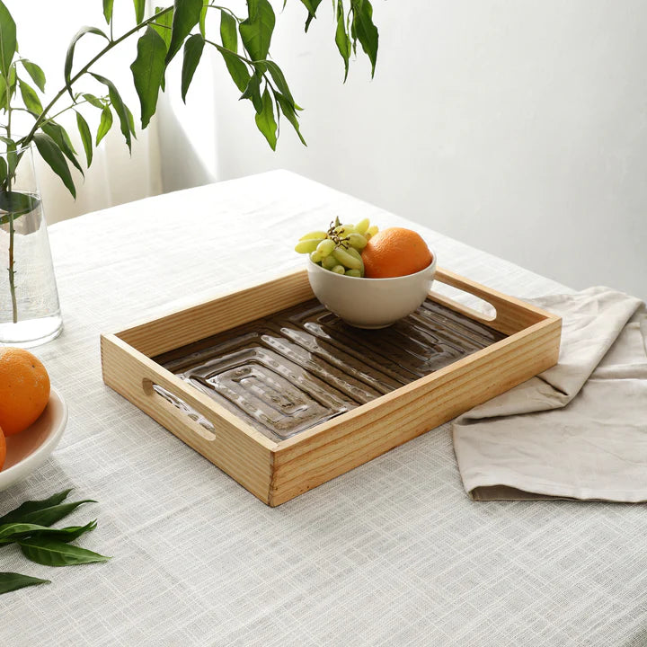 Sleek Hugo Brown Glass Tray – Ideal for Home Styling and Organization