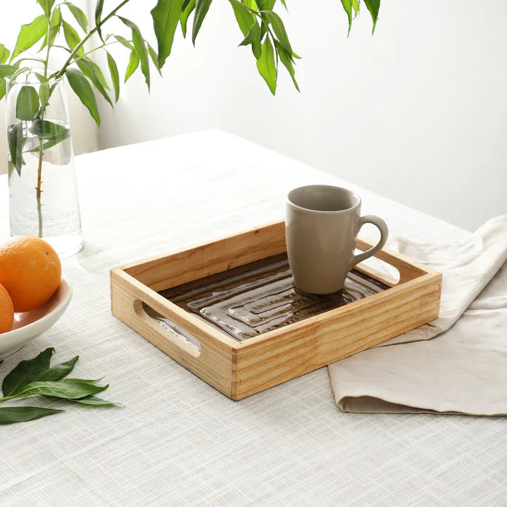 Sleek Hugo Brown Glass Tray – Ideal for Home Styling and Organization
