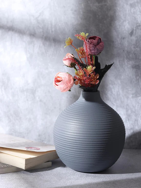 Bella Enamel Vase – Modern Botanical Charm in Peach, Blue & Pistachio