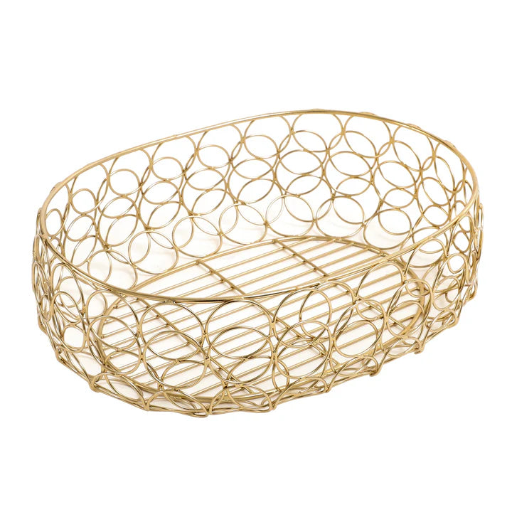 Meza Gold Metal Wired Basket – Perfect for Organizing & Styling