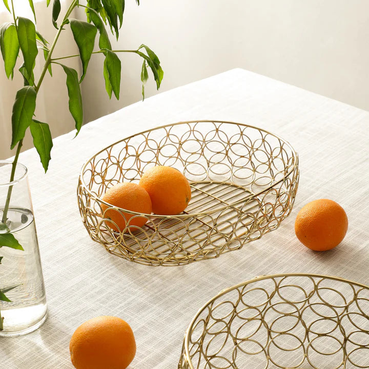 Meza Gold Metal Wired Basket – Perfect for Organizing & Styling