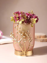VinLux Glass Vase | Elegant Design in Peach & Grey